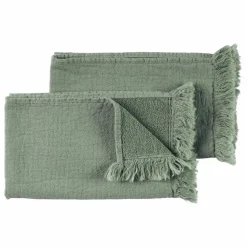 Online La cerise sur le gâteau Serviettes d'invité en coton bio Luna - Set de 2 | Vert céladon
