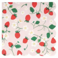 Meri Meri Serviettes en papier Fraises - Set de 16 Rose Discount