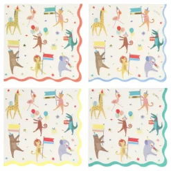 Meri Meri Serviettes en papier Parade des animaux - Set de 16 Multicolore Best