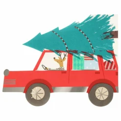 Enfant Meri Meri Décoration De Fête|Serviettes en papier Voiture de Noël - Set de 16