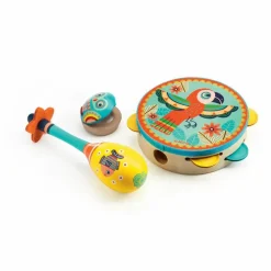 Outlet Djeco Set de 3 instruments tambourin, maracas, castagnettes Multicolore