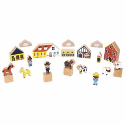 Janod Set de cubes en bois Campagne - Cross Roads