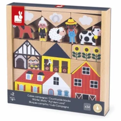 Janod Set de cubes en bois Campagne - Cross Roads