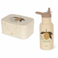 Enfant Konges Sløjd Vaisselle Enfant|Set lunch-box et gourde Lemon |