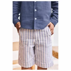 Tartine et Chocolat Short Ourlets Rayé | Bleu indigo Outlet
