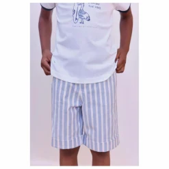Tartine et Chocolat Short Ourlets Rayé | Bleu indigo Outlet