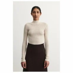 Clearance FUB Sous-pull Col Cheminé Pointelle Laine Mérinos - Collection Femme | Ecru