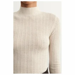 Clearance FUB Sous-pull Col Cheminé Pointelle Laine Mérinos - Collection Femme | Ecru