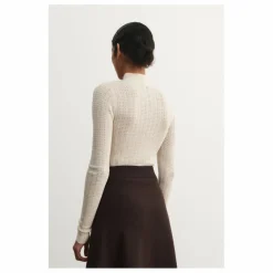 Clearance FUB Sous-pull Col Cheminé Pointelle Laine Mérinos - Collection Femme | Ecru