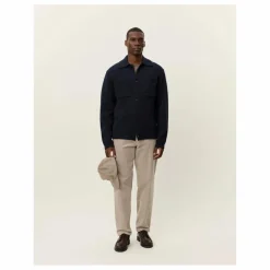 Les Deux Surchemise Col Côtelé Fischer Milano Laine Épaisse | Bleu foncé Discount