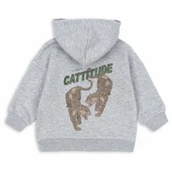 Konges Sløjd Sweat Capuche Lou Tigres Coton Bio | Gris chiné