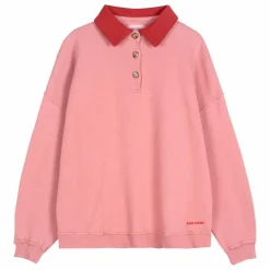 Bobo Choses Sweat Col Polo Oversize Colour Block Coton Bio - Collection Femme | Rose Sale