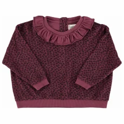 Piupiuchick Sweat Col Volants Léopard Coton Bio | Aubergine