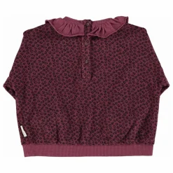 Piupiuchick Sweat Col Volants Léopard Coton Bio | Aubergine