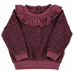 Piupiuchick Sweat Col Volants Léopard Coton Bio | Aubergine
