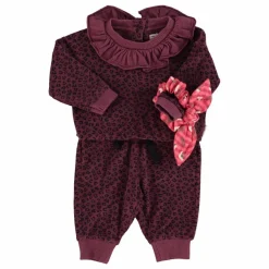 Piupiuchick Sweat Col Volants Léopard Coton Bio | Aubergine