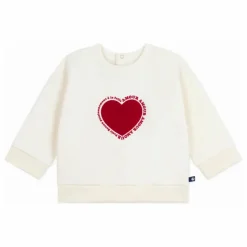Petit Bateau Sweat Cœur Amour | Ecru Hot