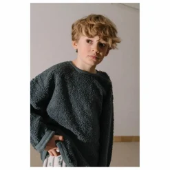 Studio Bohème Sweat Façon Sherpa Ours Coton Bio | Bleu gris Discount