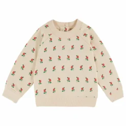 Emile et Ida Sweat Fleuri Coton Bio | Ecru New