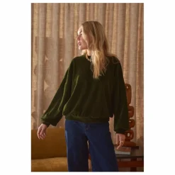 Online Marlot Paris Sweat Jane Velours - Collection Femme | Vert kaki