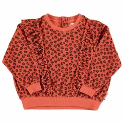 Enfant Piupiuchick Sweat Léopard Volants Eponge Bio |