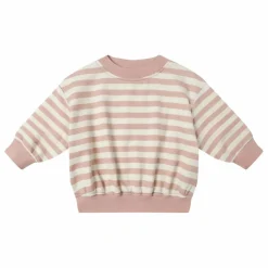 Quincy Mae Sweat Rayé Coton Bio | Rose Clearance