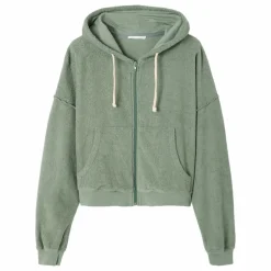 Outlet American Vintage Sweat Zippé Bobypark Coton Bio | Vert argile