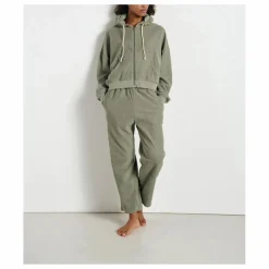 Outlet American Vintage Sweat Zippé Bobypark Coton Bio | Vert argile