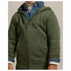 Ralph Lauren Sweat Zippé Logo | Vert kaki Sale