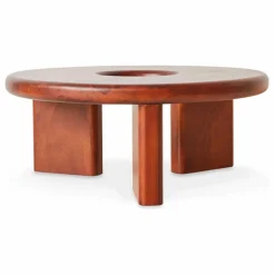 HKliving Table basse en bois Conversation Naturel Best