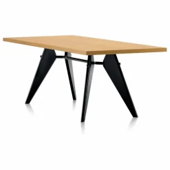Vitra Table EM en naturel huilé 220x90 cm - piètement noir - Jean Prouvé |