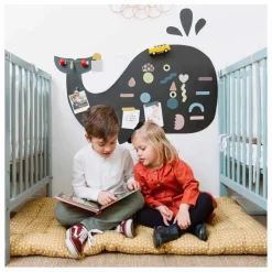 Ferflex Jeux Éducatifs|Tableau magnétique Baleine et son jeu de 21 formes géométriques