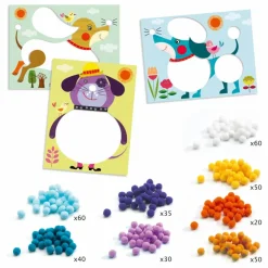 Djeco Loisirs Créatifs|Tableaux de pompoms Des chiens à caresser |