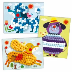 Djeco Loisirs Créatifs|Tableaux de pompoms Des chiens à caresser |