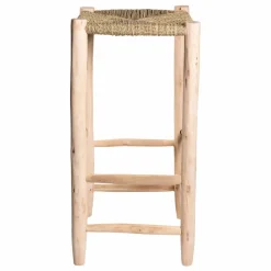 Cosydar Tabouret de bar en bois brut et palme
