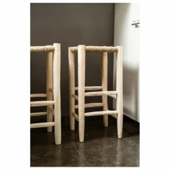 Cosydar Tabouret de bar en bois brut et palme