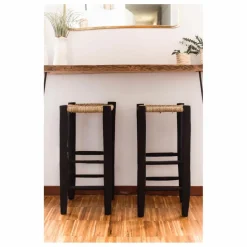 Cosydar Tabouret de bar en bois peint et palme |