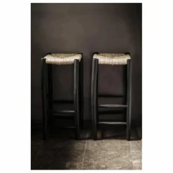 Cosydar Tabouret de bar en bois peint et palme |