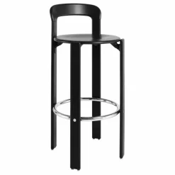 Hay Tabouret de bar Rey en bois laqué - Bruno Rey | Noir Hot