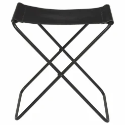 Broste Copenhagen Tabouret pliant en cuir Nola Noir New