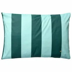 La cerise sur le gâteau Taie d'oreiller à rayures Malo | Bleu turquoise