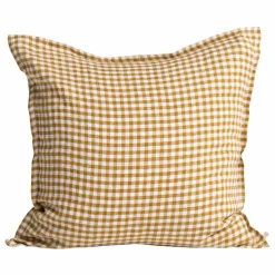 Gabrielle Paris Taie d'oreiller en lin lavé vichy | Curry