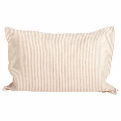 Gabrielle Paris Taie d'oreiller en lin lavé rayé | Café