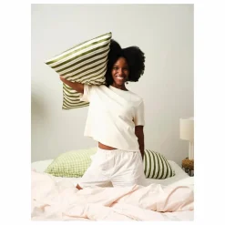 Femme Emily's Pillow Taie d'oreiller en soie de mûrier imprimé Rayures |