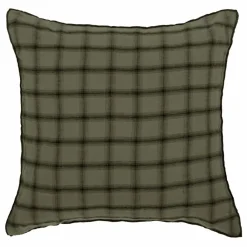 Le Monde Sauvage Taie d'oreiller Highlands en lin lavé | Vert kaki Hot