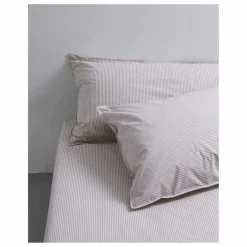 Suite 702 Taie d'oreiller Striped en percale organique - Brown-Ecru | Marron Discount