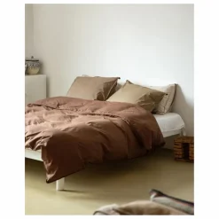 Suite 702 Taie d'oreiller Striped en percale organique - Brown-Ecru | Marron Discount