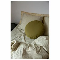 Suite 702 Taie d'oreiller Striped en percale organique - -Ecru | Olive Outlet