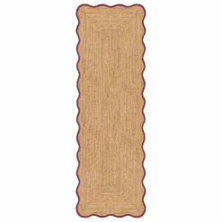 Layered Tapis de couloir en jute Scallop | Bleu foncé Sale
