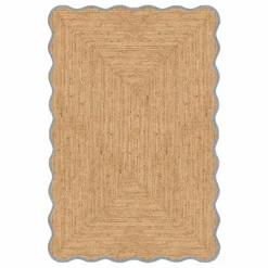 Layered Tapis en jute Scallop | Bleu